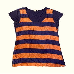 Banana Republic Navy & Orange Striped T-Shirt M